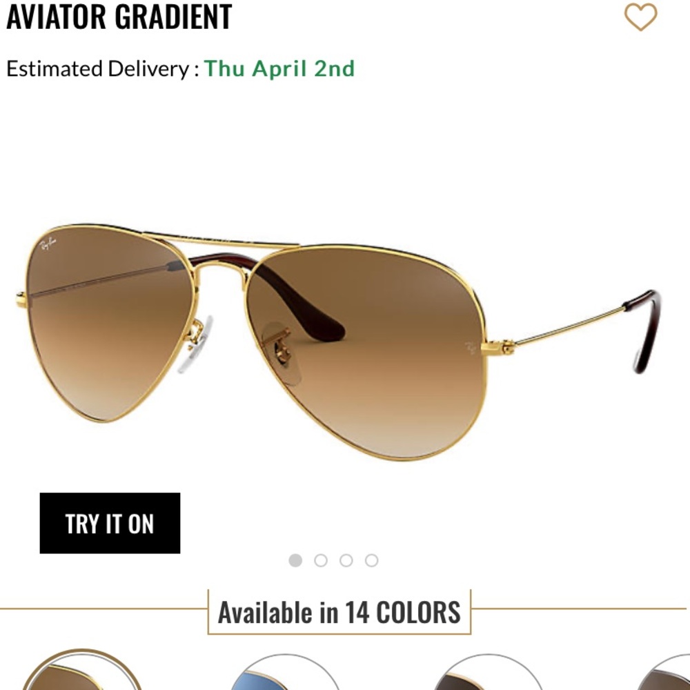 Ray Ban gold and light brown gradient sunglasses